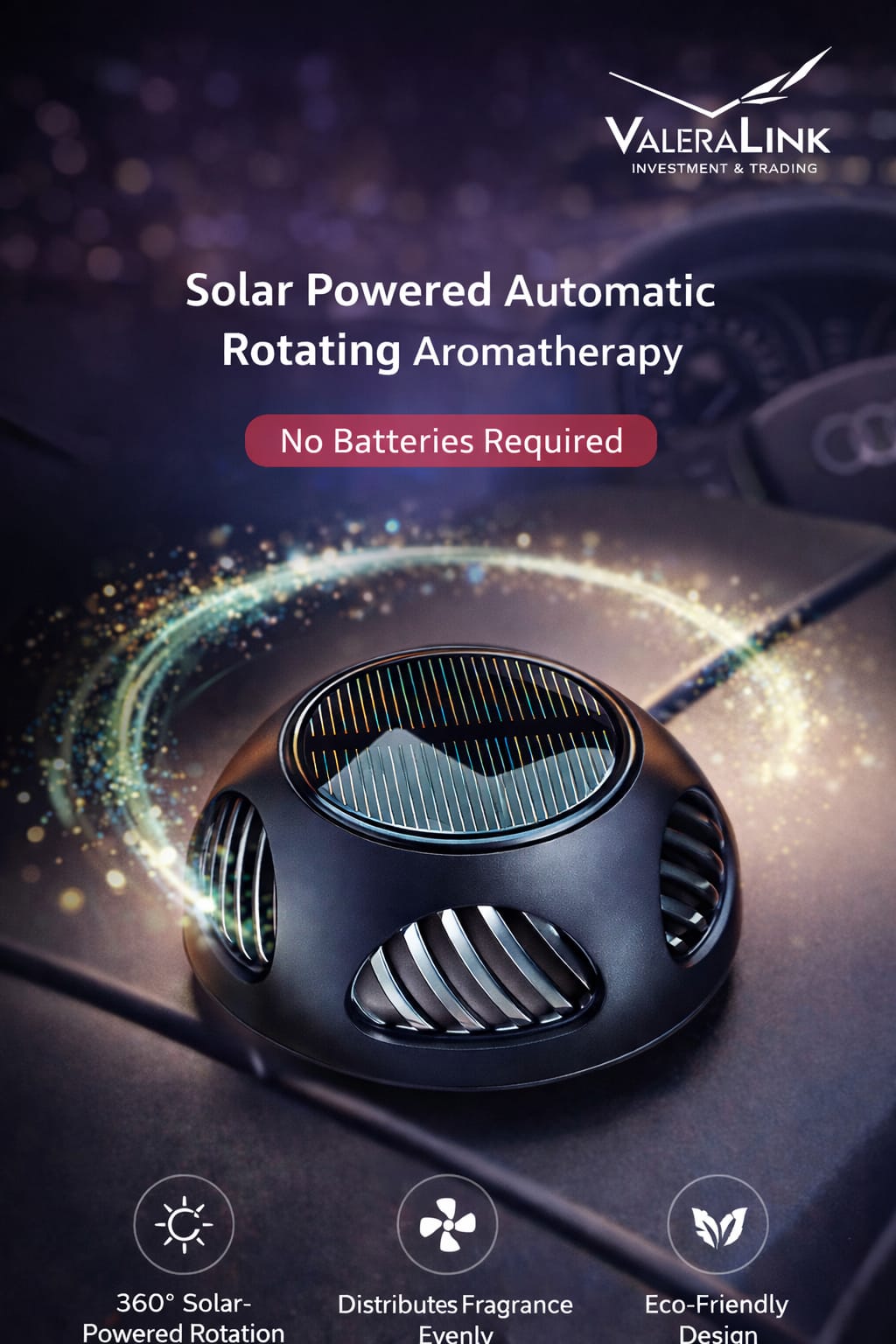 Solar Car Air Freshener (black,red ,blue)