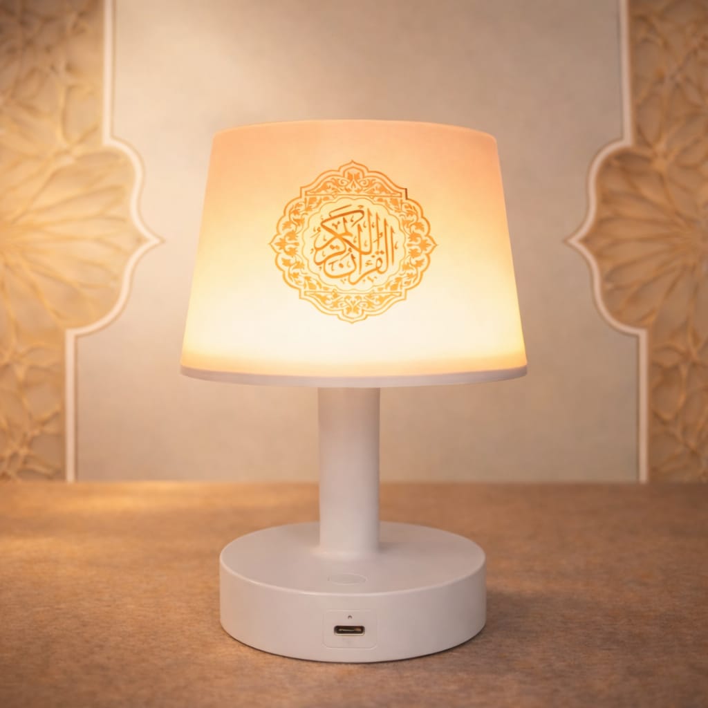 Multicolor illuminated table lamp with Quran reader